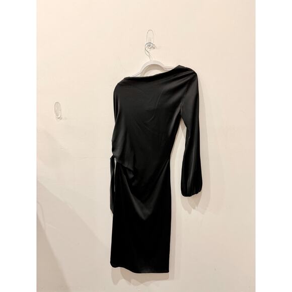 Hipnos Asymmetrical Formal Midi Dress with Side Tie Black Women's Size Medium - Picture 2 of 3